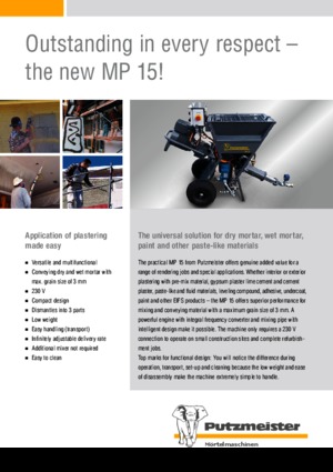 Habarcskeverő szivattyúk Putzmeister MP 15