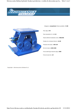Tömörítők kotrógépekhez Idromeccanica C 180