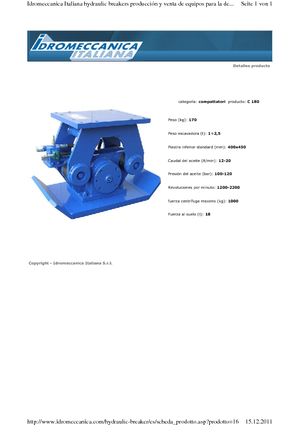 Tömörítők kotrógépekhez Idromeccanica C 180