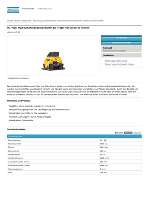 Tömörítők kotrógépekhez Atlas Copco HC 1050