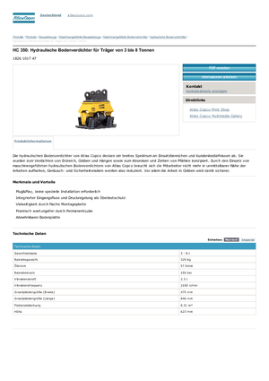 Tömörítők kotrógépekhez Atlas Copco HC 350