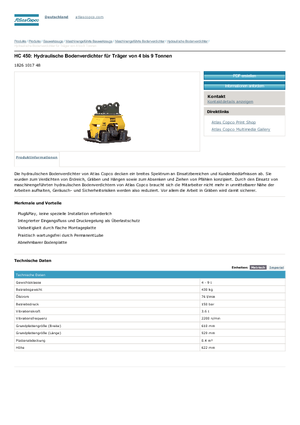 Tömörítők kotrógépekhez Atlas Copco HC 450
