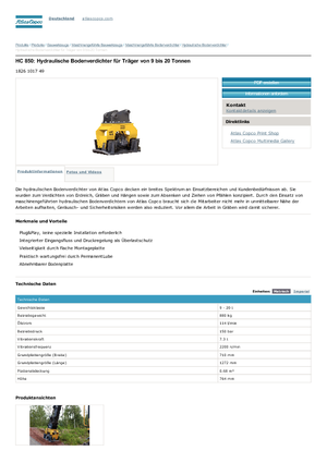 Tömörítők kotrógépekhez Atlas Copco HC 850