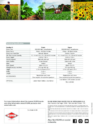 Felszerelhető szántóföldi permetezők Kuhn Gardien H 800