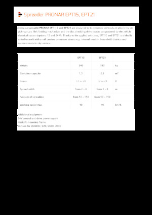 Felszerelhető szóróberendezések Pronar EPT 21