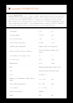 Felszerelhető szóróberendezések Pronar KPT 40 