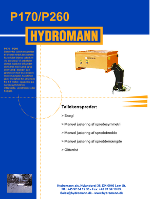 Felszerelhető szóróberendezések Hydromann P 260