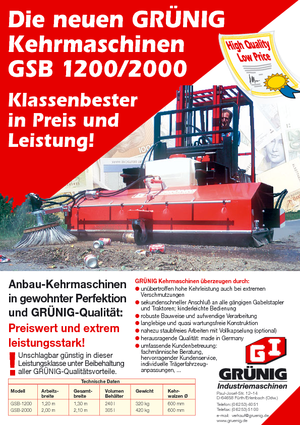 Felszerelhető seprők Grünig GSB 2000