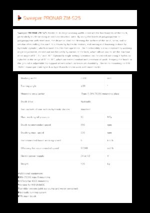 Felszerelhető seprők Pronar ZM-S 25