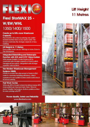 Szűkfolyosós targoncák VNA Flexi StorMAX 25 W