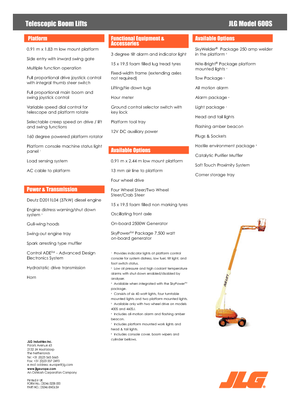 Gumikerekes töretőgémes munkaállványok JLG 600S