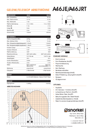 Gumikerekes töretőgémes munkaállványok Snorkel A46JE