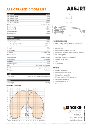 Gumikerekes töretőgémes munkaállványok Snorkel A85JRT