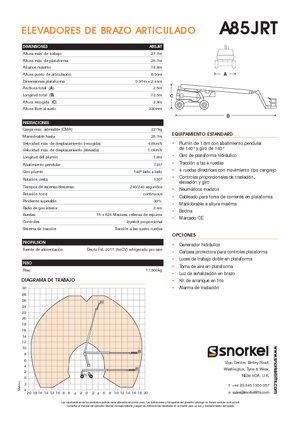 Gumikerekes töretőgémes munkaállványok Snorkel A85JRT