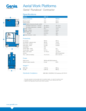 Gumikerekes töretőgémes munkaállványok Genie GRC-12 Runabout