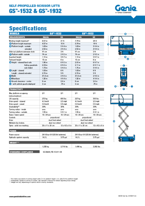 Gumikerekes ollós személyemelők Genie GS-1532