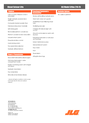 Gumikerekes ollós személyemelők JLG Liftlux 210-25