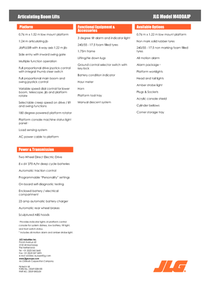 Gumikerekes töretőgémes munkaállványok JLG M400AJP