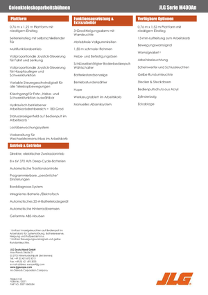 Gumikerekes töretőgémes munkaállványok JLG M400AN