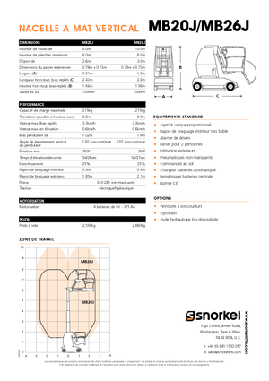 Gumikerekes vertikális emelésű munkaállványok Snorkel MB26J
