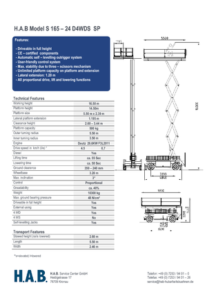 Gumikerekes ollós személyemelők HAB S 165-24 D 4WD S SP