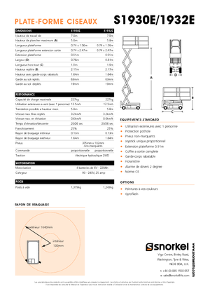 Gumikerekes ollós személyemelők Snorkel S1930E