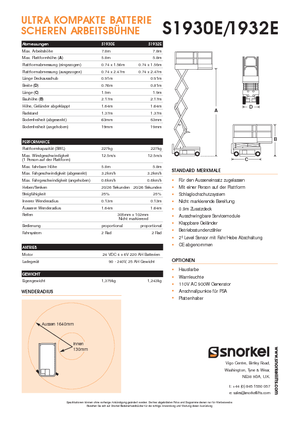 Gumikerekes ollós személyemelők Snorkel S1930E