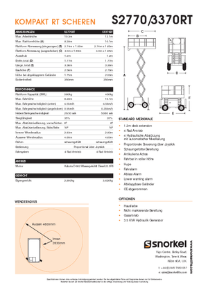 Gumikerekes ollós személyemelők Snorkel S2770RT
