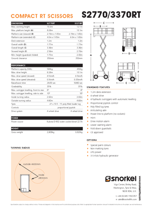 Gumikerekes ollós személyemelők Snorkel S2770RT