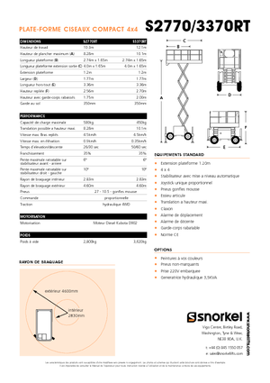Gumikerekes ollós személyemelők Snorkel S2770RT