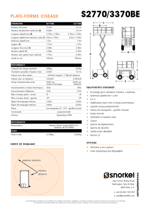 Gumikerekes ollós személyemelők Snorkel S3370BE