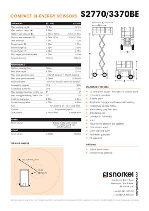 Gumikerekes ollós személyemelők Snorkel S3370BE