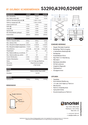 Gumikerekes ollós személyemelők Snorkel S 4390 RT