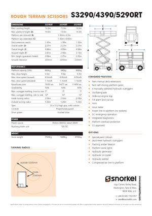Gumikerekes ollós személyemelők Snorkel S 4390 RT