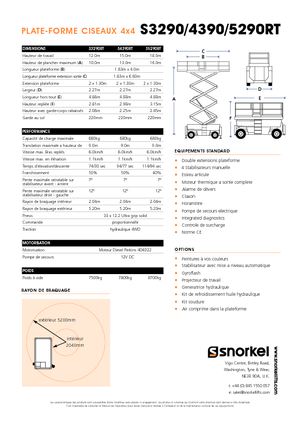 Gumikerekes ollós személyemelők Snorkel S 4390 RT