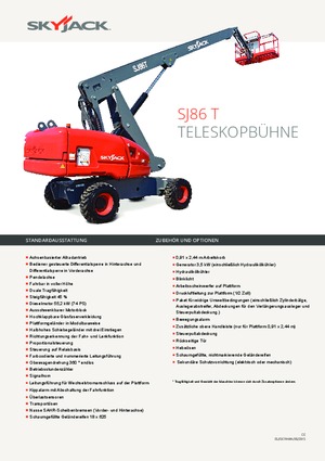 Gumikerekes töretőgémes munkaállványok Skyjack SJ 86 T