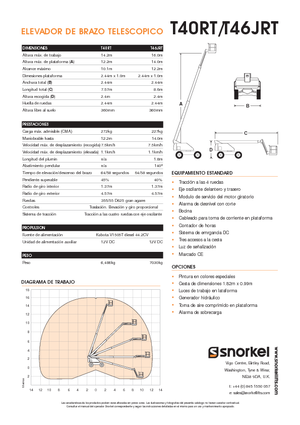 Gumikerekes töretőgémes munkaállványok Snorkel T40RT