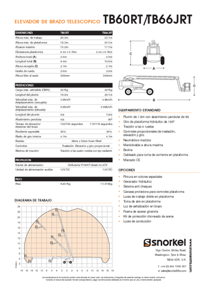 Gumikerekes töretőgémes munkaállványok Snorkel T60RT