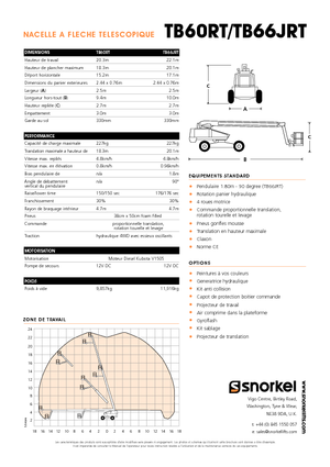 Gumikerekes töretőgémes munkaállványok Snorkel T60RT