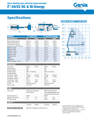 Gumikerekes töretőgémes munkaállványok Genie Z-34/22 DC
