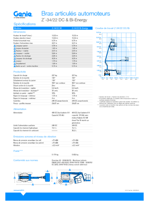 Gumikerekes töretőgémes munkaállványok Genie Z-34/22 DC