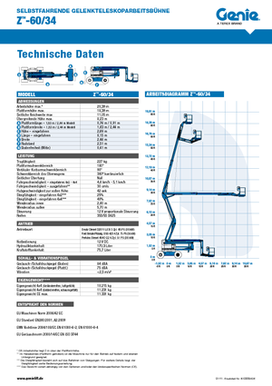 Gumikerekes töretőgémes munkaállványok Genie Z-60/34