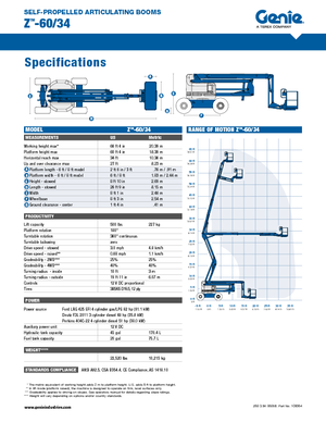 Gumikerekes töretőgémes munkaállványok Genie Z-60/34
