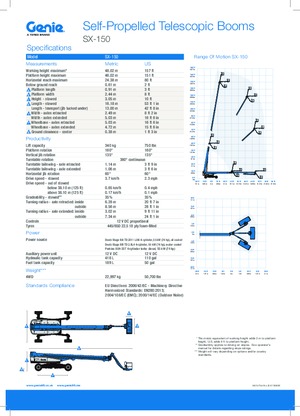 Gumikerekes töretőgémes munkaállványok Genie SX-150