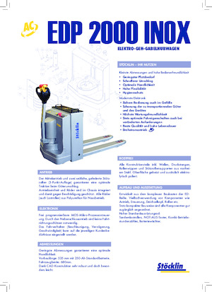 Gyslogkiséretű villástargoncák Stöcklin EDP 2000 Inox