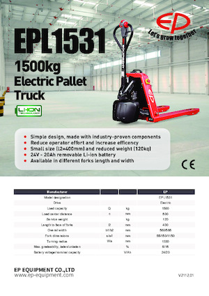 Gyslogkiséretű villástargoncák EP EPL1531