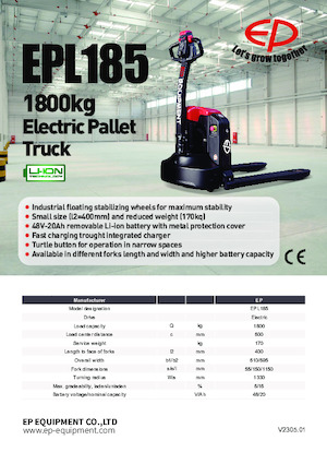 Gyslogkiséretű villástargoncák EP EPL185
