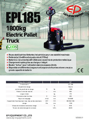 Gyslogkiséretű villástargoncák EP EPL185