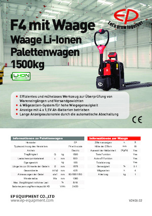 Gyslogkiséretű villástargoncák EP F4