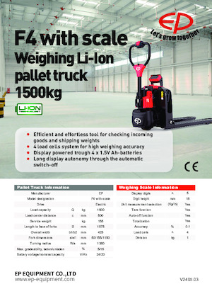 Gyslogkiséretű villástargoncák EP F4